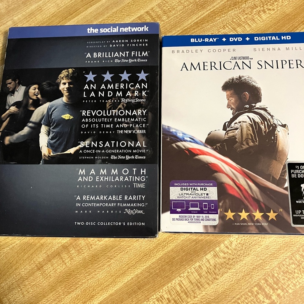 🌸American Sniper/The Social Network DVD’s